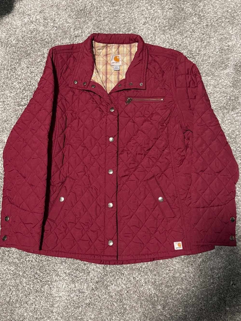 Carhartt Quilted Jacket in Deep Wine Regular Large Puffer Lined Lightweight
